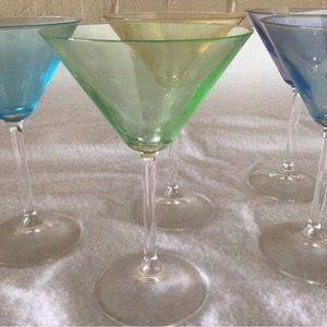 Set of 6 Pastel Polka Dot Martini Glasses